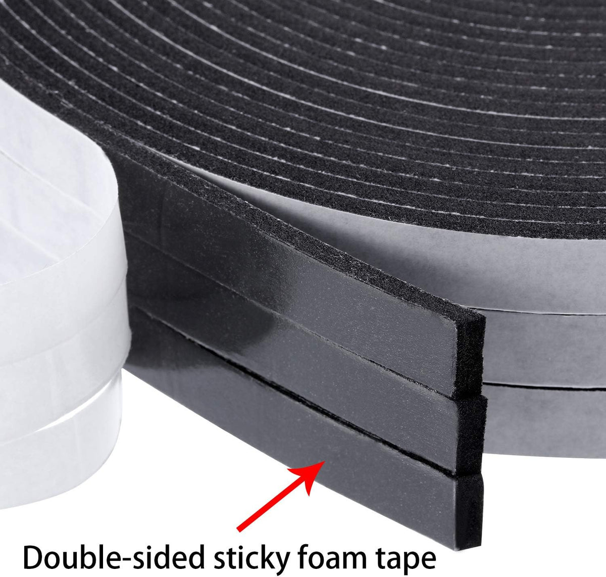 3 Rolls 1/2" x 32.8 ft Double Sided Foam Tape, 1/8" Thick Seal Strip