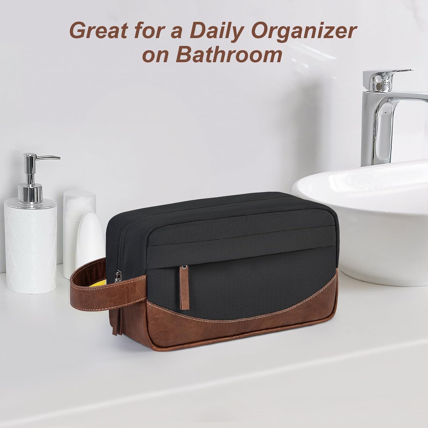 Travel Toiletry Bag for Men, Hanging Toiletry Organizer, Water Resistant Shaving Kit with Large Capacity for Travel