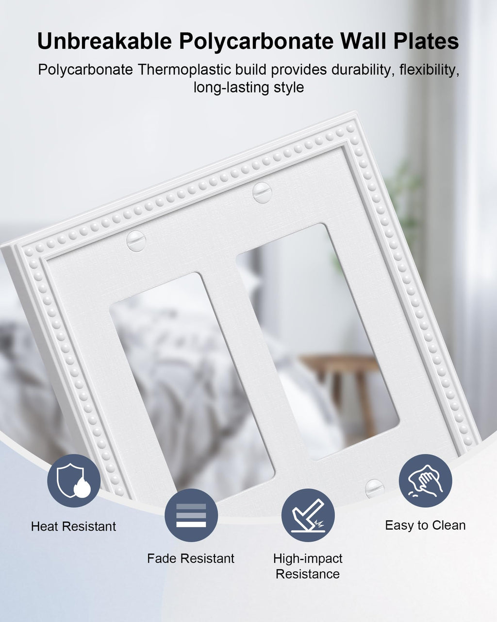 2-Pack Pearl Unbreakable Polycarbonate Double Decorator Outlet Cover Plate