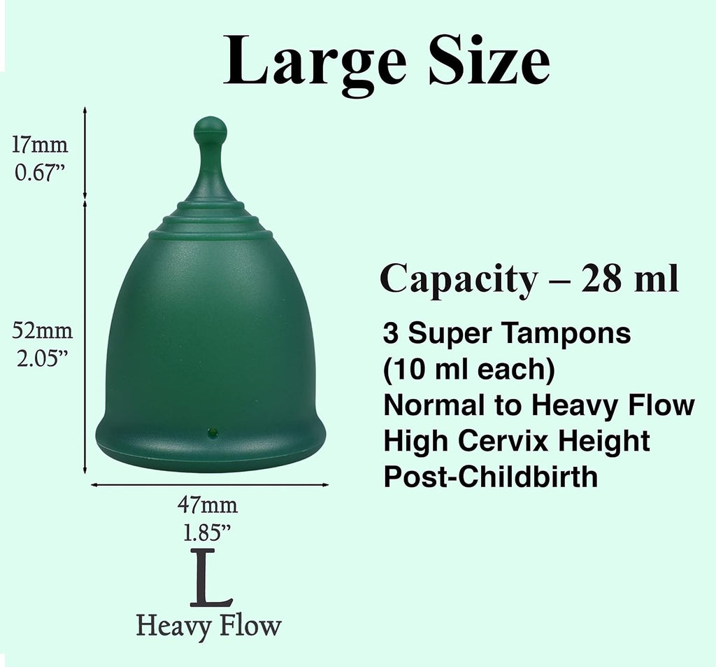 Reusable Menstrual Cups (Large) Set of 2 with Mini Box, Medical Grade Silicone, Coupe Menstruelle, Safe Period Cup