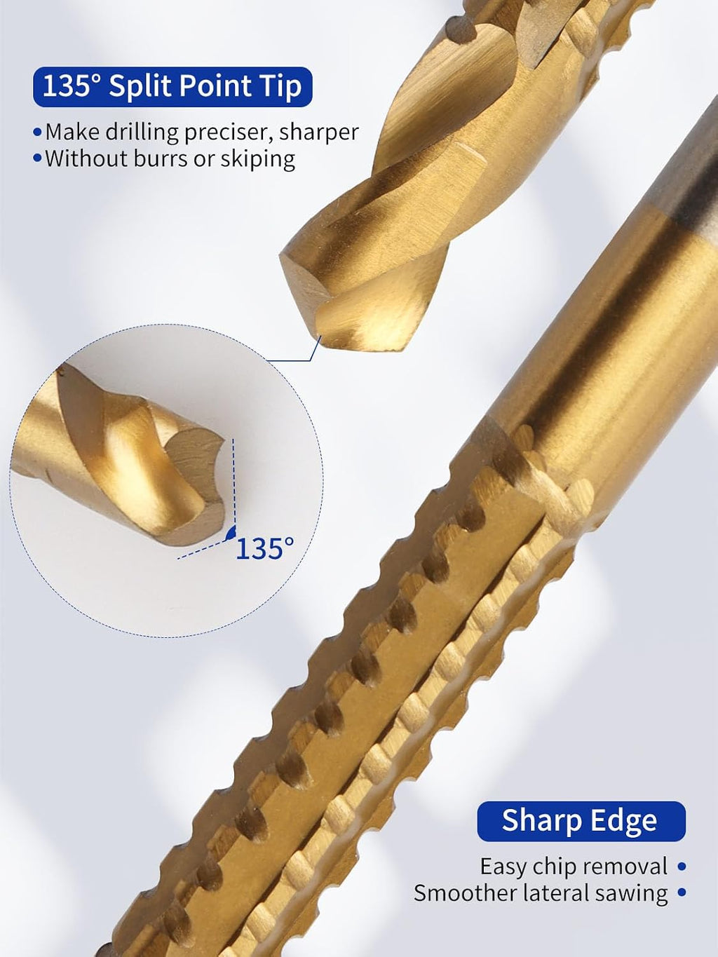 Rocaris 8 Pack 3-10mm Titanium Coated HSS Twist Drill Bits