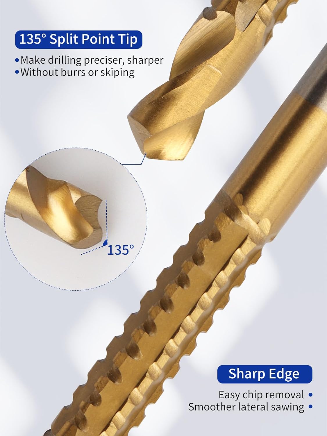 Rocaris 8 Pack 3-10mm Titanium Coated HSS Twist Drill Bits