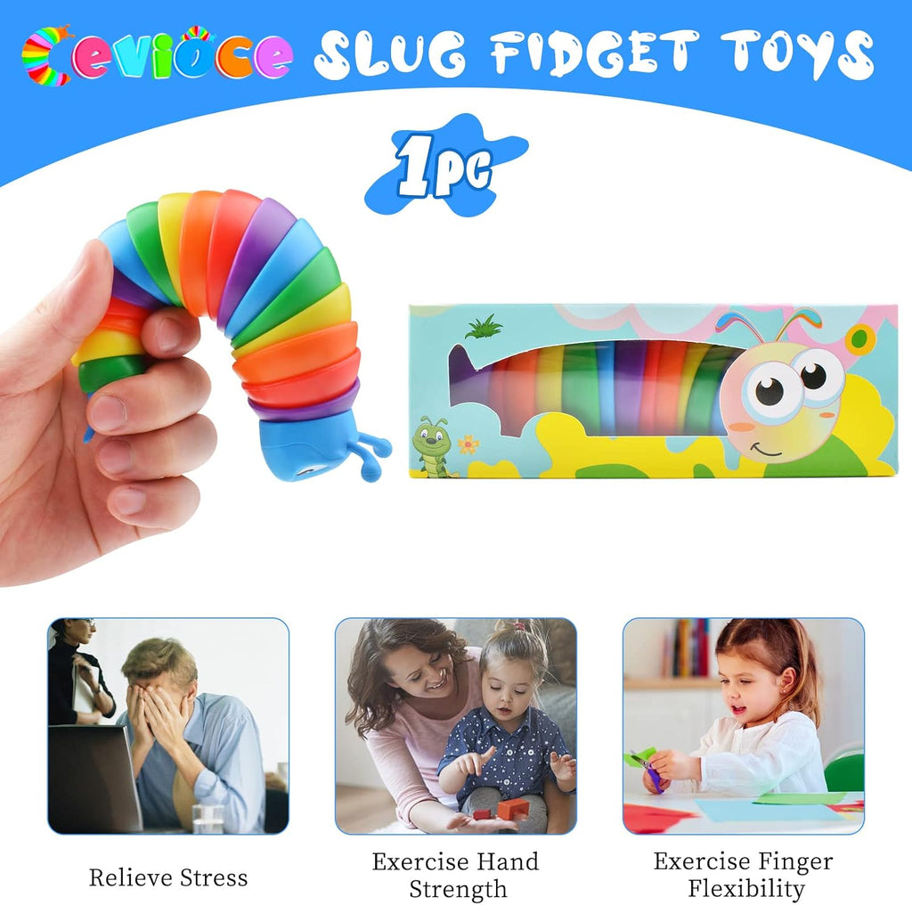 Fidget Slug Toy, Sensory Slug Fidget Toys for Kids & Adults, 1 PC Autism Sensory Toys for Children Toddlers, Toddler