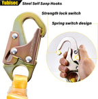 Rope Harness Safety Lanyard 100FT, Vertical Lifeline Assembly | Grab Snap Hooks Shock Absorber, Fall Protection Tree