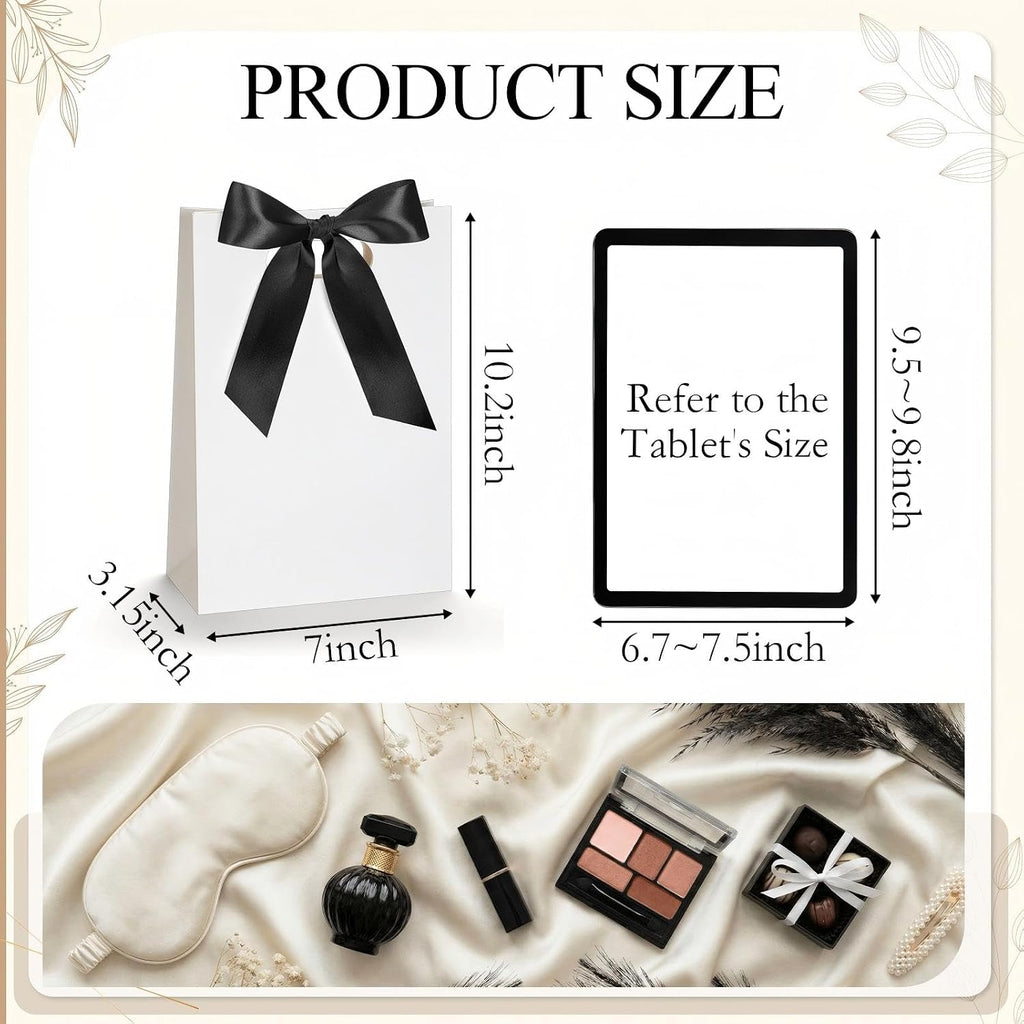 12 Pcs Bridesmaid Gift Bags with Handle Ribbon, White, Black