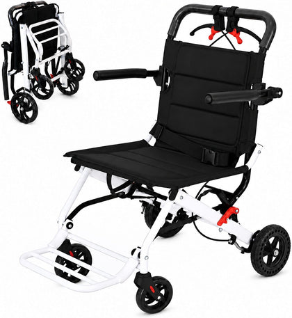 Lightweight Transport Wheelchair for Adults, 18.1-Inch Wide Seat