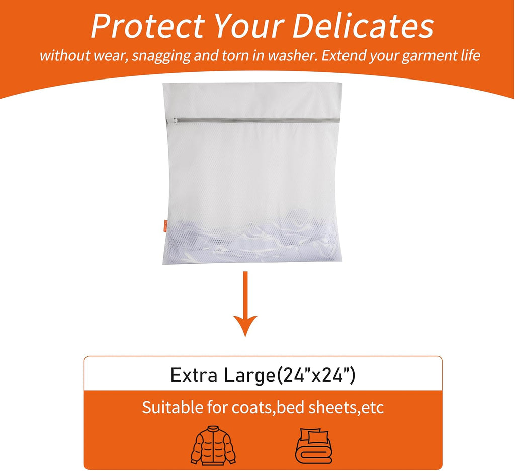 Diamond Mesh Laundry Bags 2 Pack (XX-Large, 24x24”) | Heavy Duty Mesh, Durable Zipper