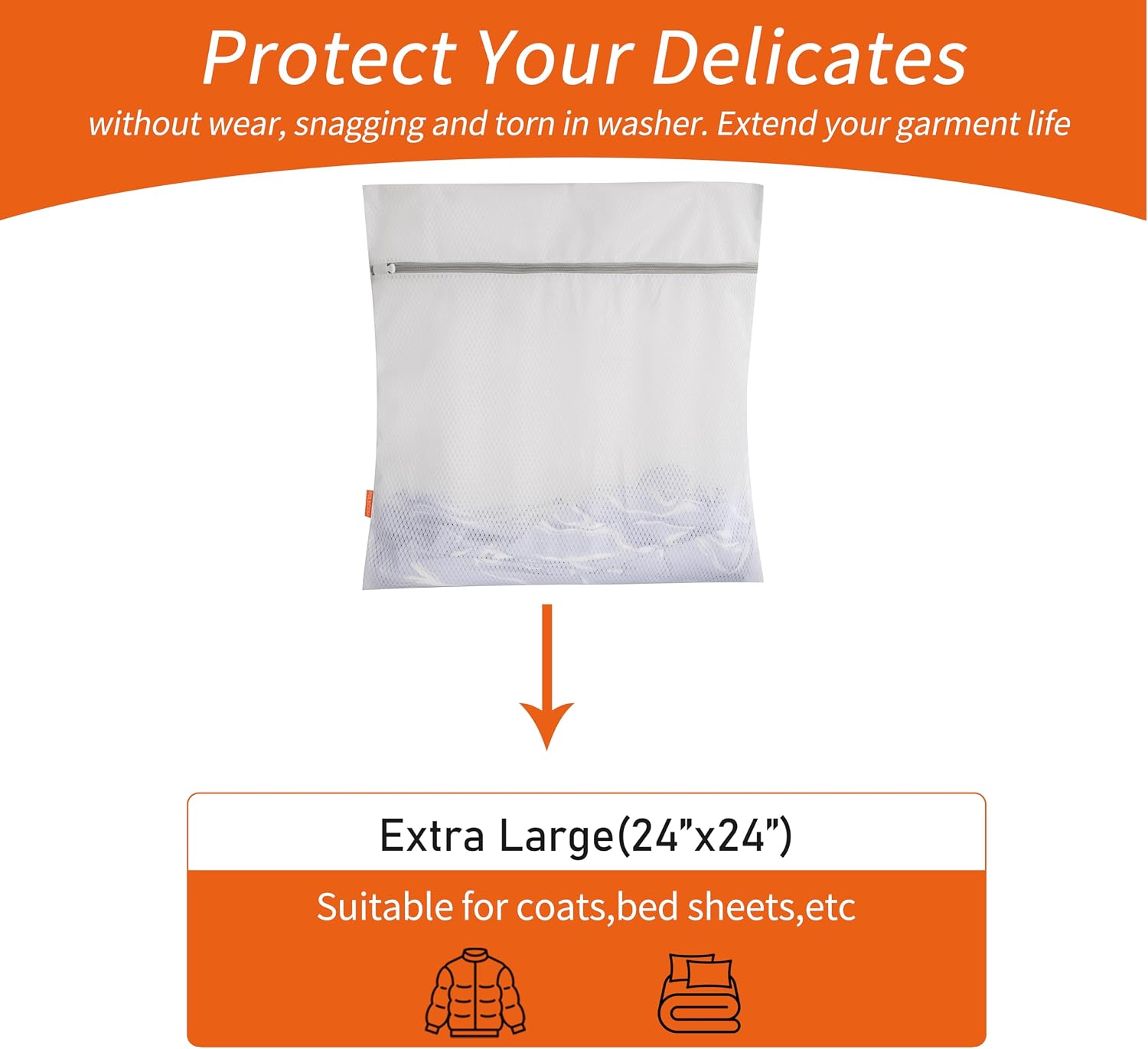 Diamond Mesh Laundry Bags 2 Pack (XX-Large, 24x24”) | Heavy Duty Mesh, Durable Zipper