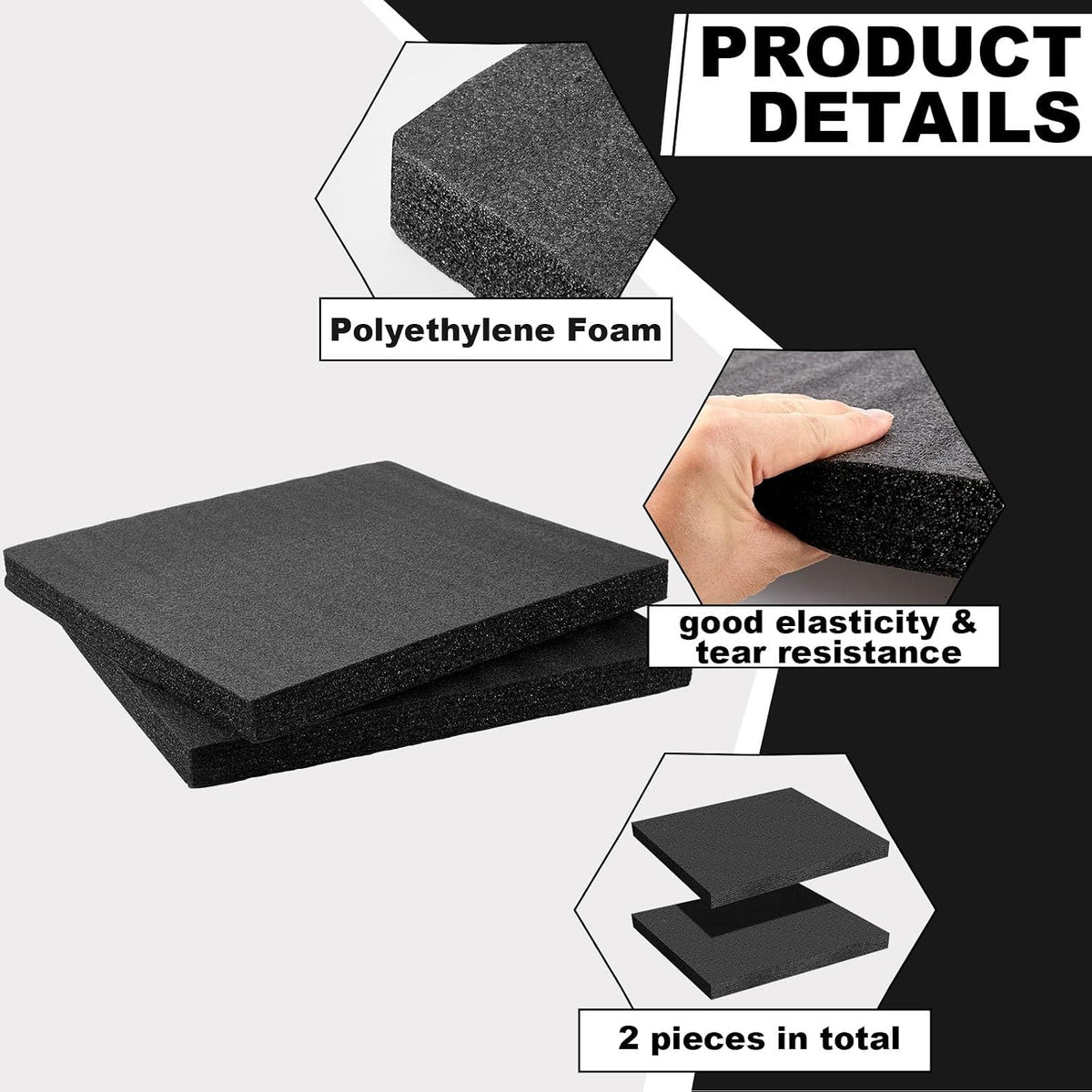 2 Pcs Polyethylene Foam Sheets 8 x 16 x 1.5 Inch