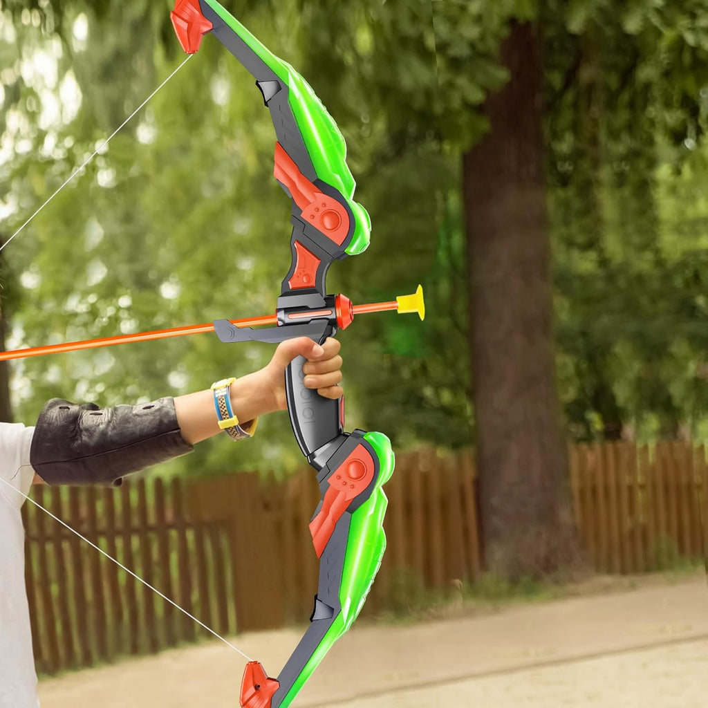 Bow and Arrow Set for Kids - Archery Toy Set - LED Light Up with Suction Cup Arrows, Target & Quiver, Indoor and