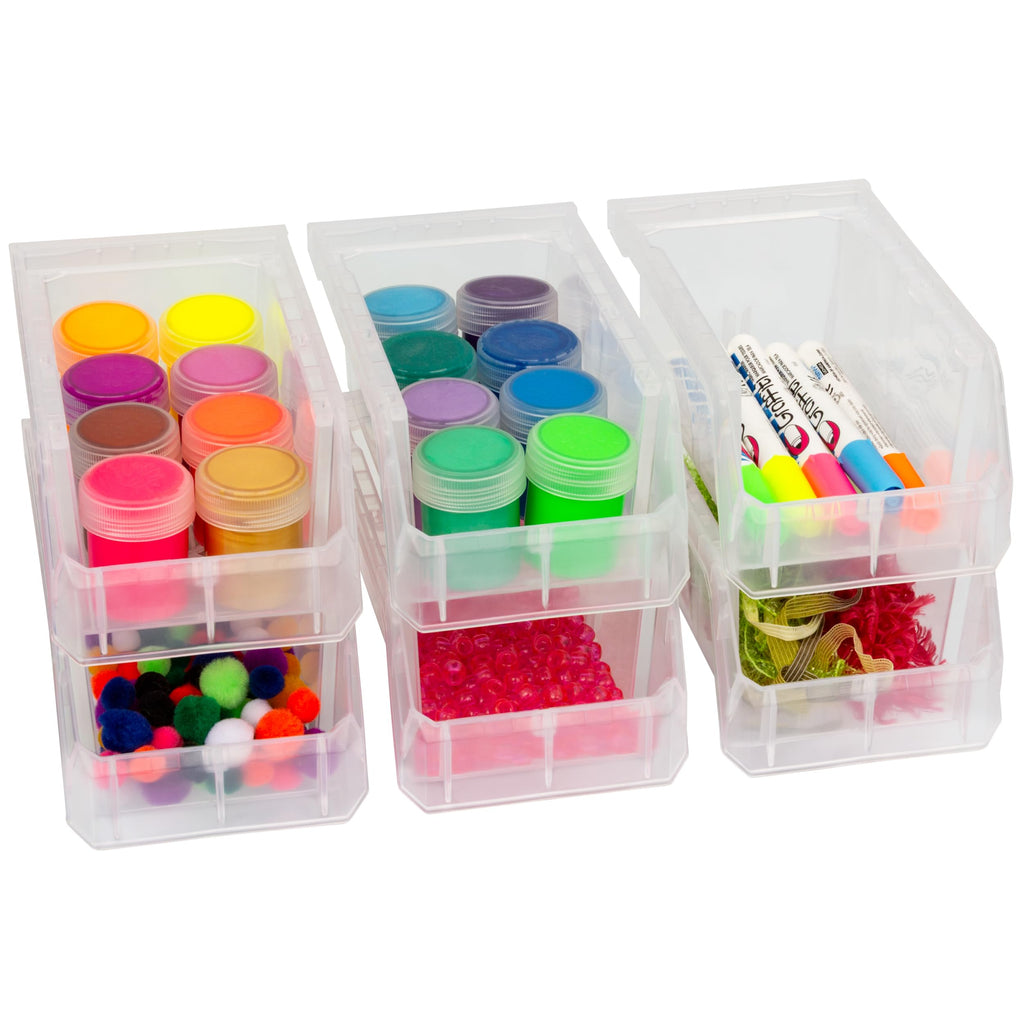 Small Stackable Plastic Storage Bins, 12-Pack, Clear