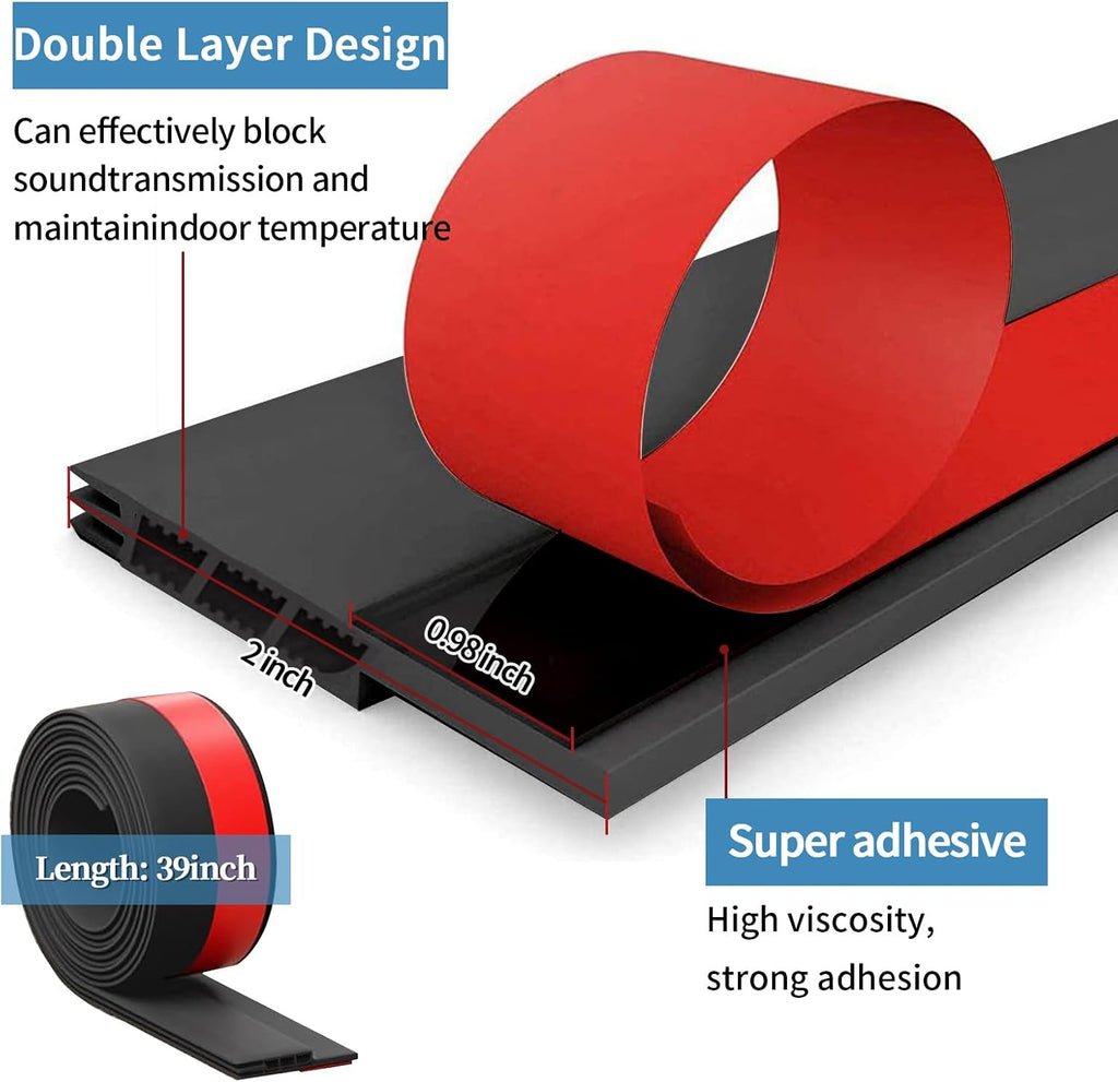Door Draft Stopper, Door Sweep for Bottom, Under Door Gap Filler Noise Blocker, Weather Stripping Seal for Cold Air
