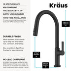 Oletto Touch Kitchen Faucet with Pull Down Sprayer in Matte Black