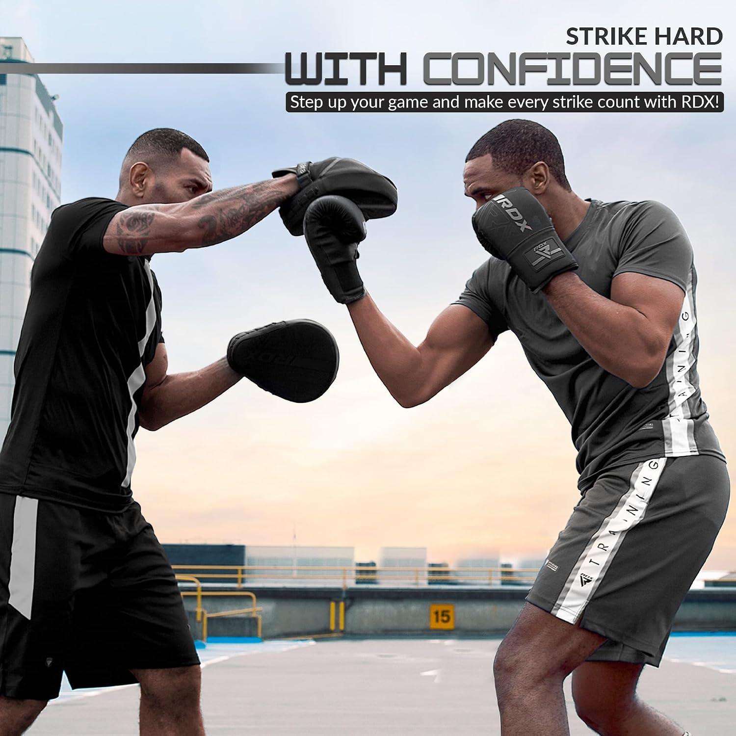 Boxing Pads and Bag Gloves Set, Maya Hide Leather Kara Hook and Jab Training Pads, Curved Focus Mitts for MMA, Muay