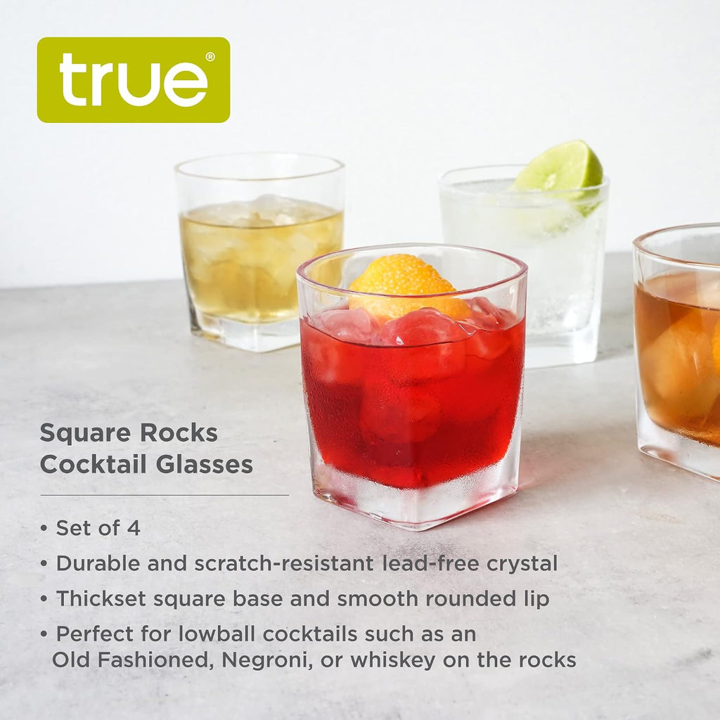Square Rocks Glass, Old Fashioned Whiskey Glasses, Superb Drinking Cups for Cocktail Party, Home Bar, Bartender