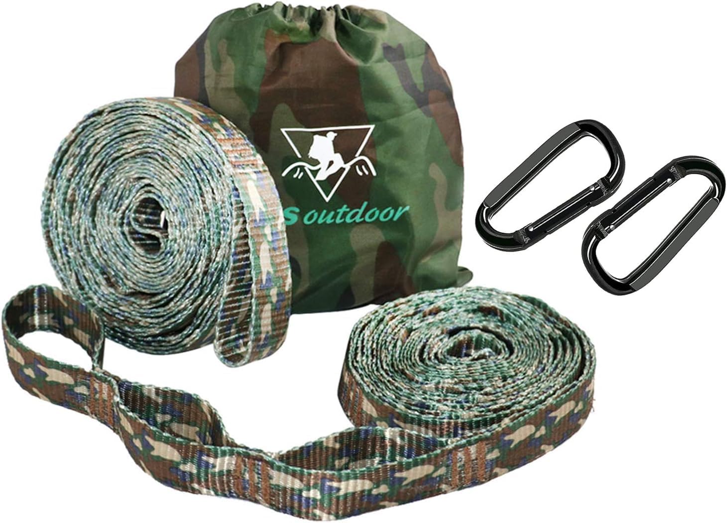 XL Hammock Straps - 12ft Camo Tree Straps, 12+1 Adjustable Loops, 2 Carabiners Included with 1000lbs Fit for Any