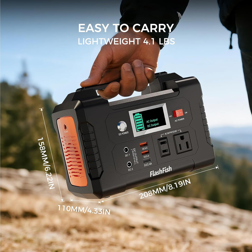 Portable Power Station 200W, FF Flashfish 40800mAh Backup Power Battery Pack With 110V AC Outlets/2 DC Ports/3 USB