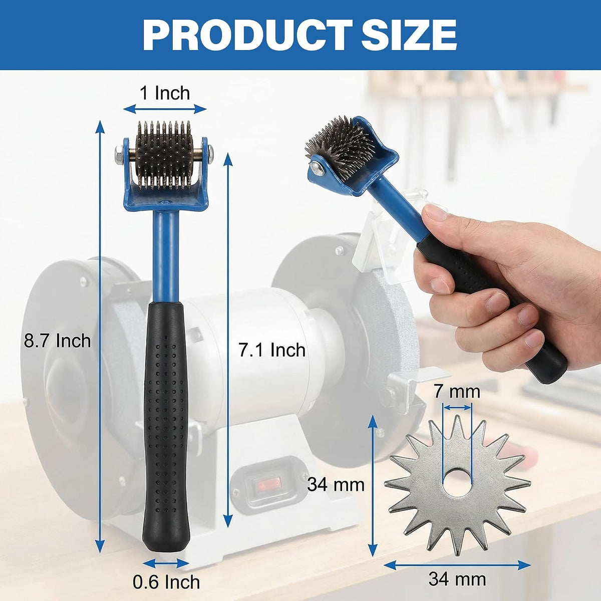 Grinding Wheel Dressing Tool with 25 Star Blades for Bench Grinder