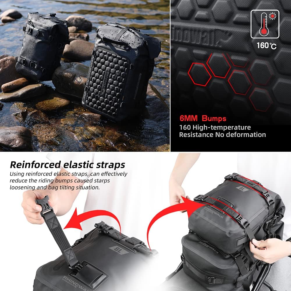 Motorcycle Tail Bag Motorbike Side Bag 15L Full Waterproof Motor Saddle Pannier Bag Rear Rack Trunk Professional