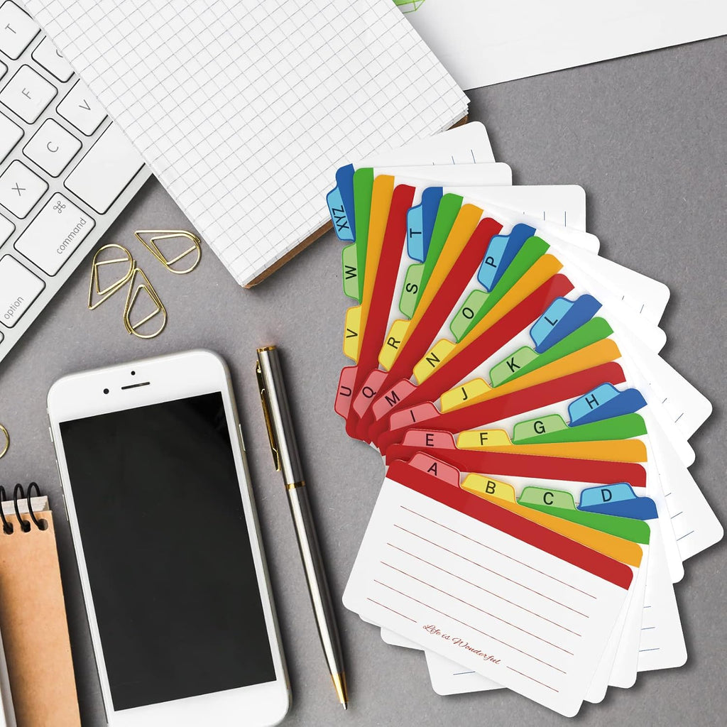 3 x 5 inches Index Card Dividers, Alphabetical Tabbed Index Cards Guides, Colored Note Cards, File and Recipe Guides