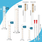 Jetec 10 Pcs Thick Glass Graduated Cylinder Set 5-100ml
