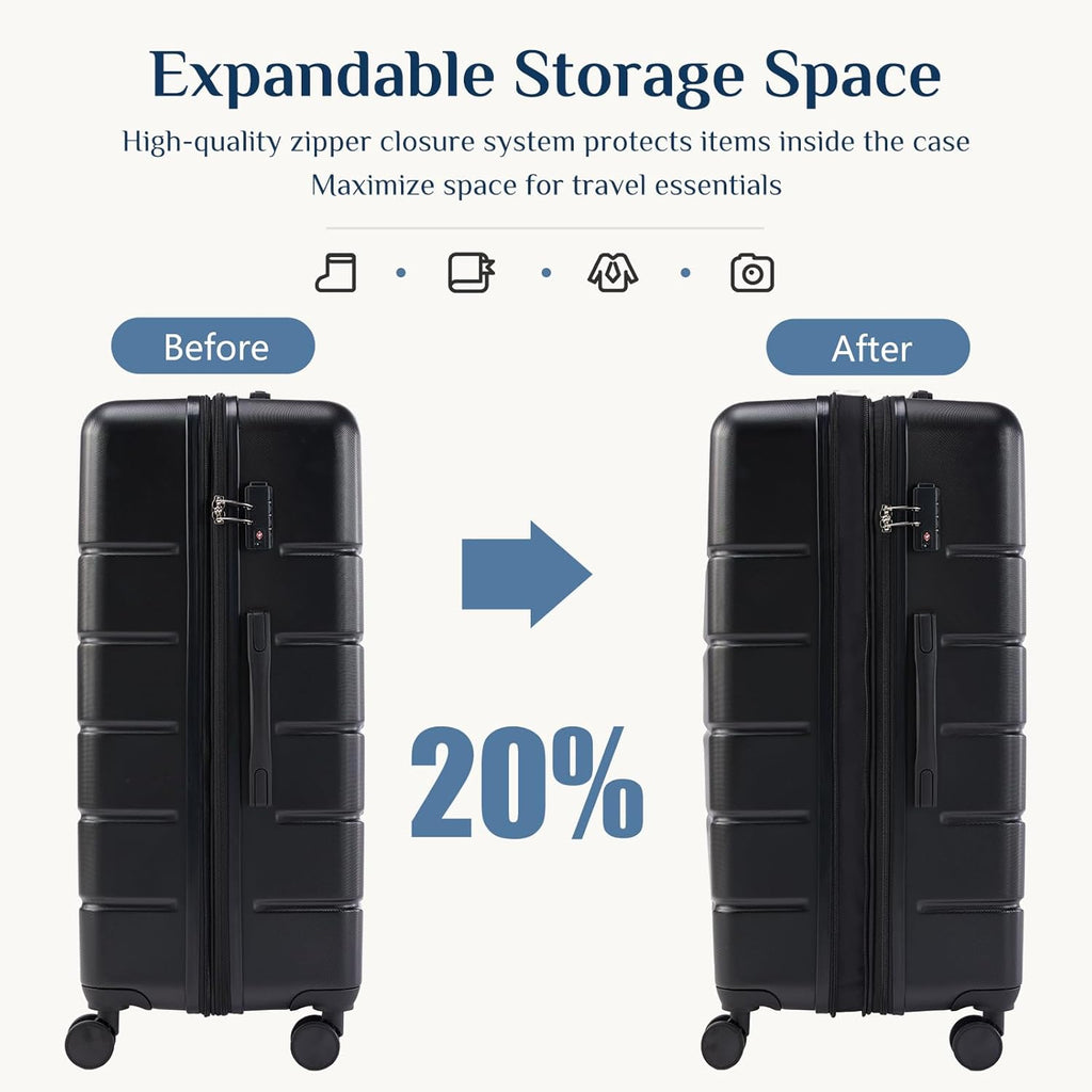 21 Inch Carry On Luggage, ABS Hard Shell Lightweight Rolling Expandable Suitcase with Double Spinner Wheels & TSA