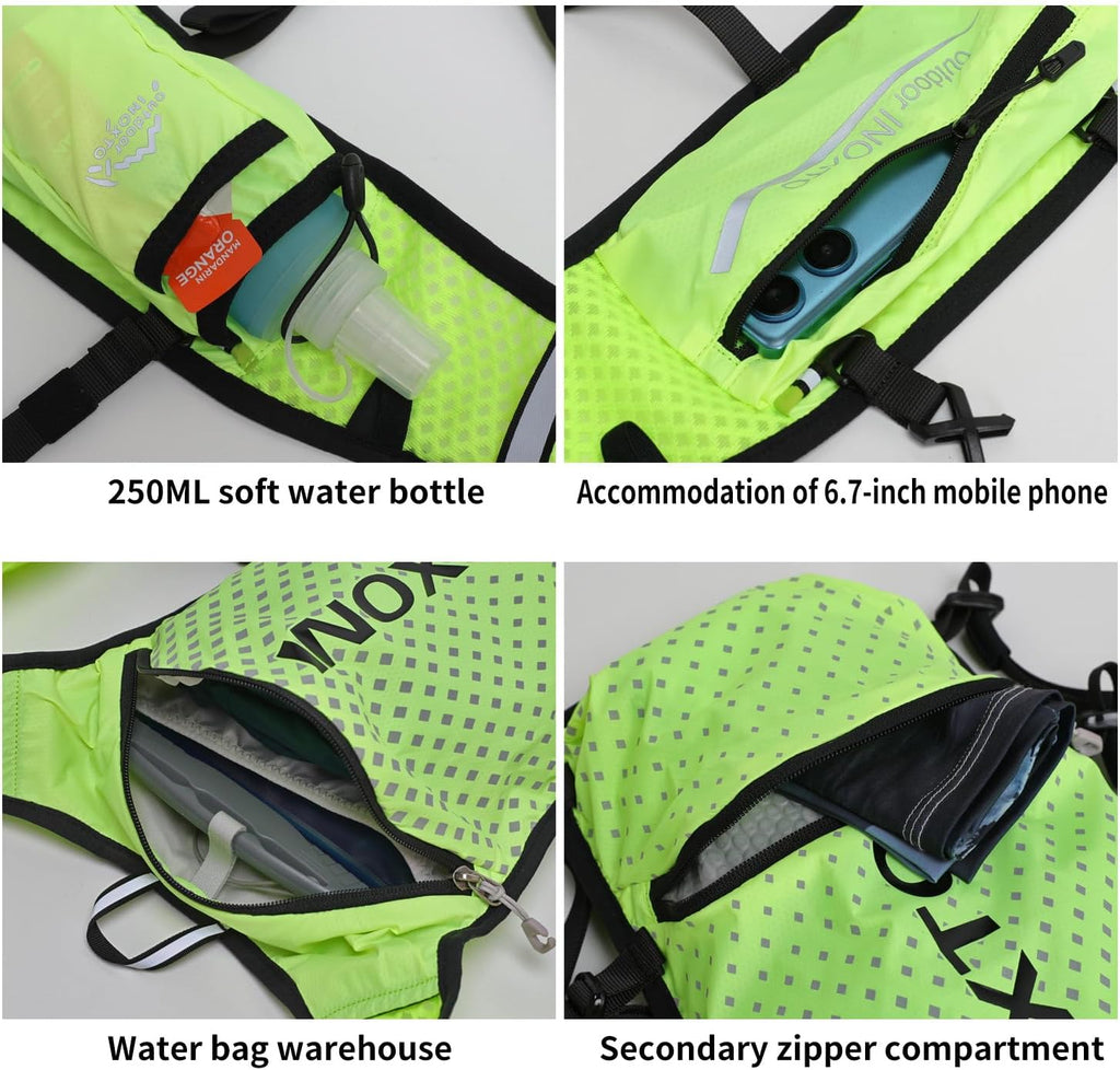 INOXTO Running Hydration Vest Backpack,Lightweight Insulated Pack with 1.5L Water Bladder Bag Daypack for Trail
