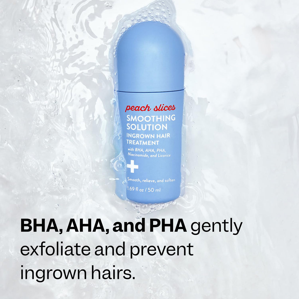 Smoothing Solution Ingrown Hair Treatment (1.69 oz) - Smooth, Relieve, Soften Skin - 360 Roller - BHA, AHA, PHA