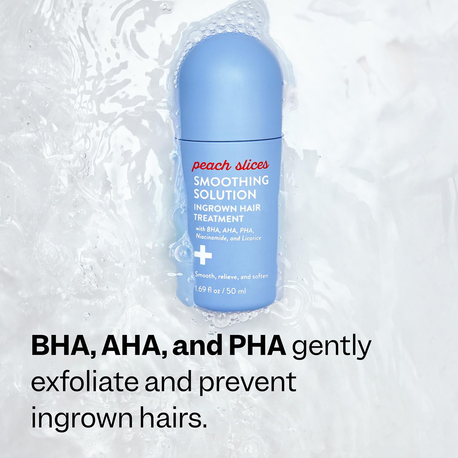 Smoothing Solution Ingrown Hair Treatment (1.69 oz) - Smooth, Relieve, Soften Skin - 360 Roller - BHA, AHA, PHA