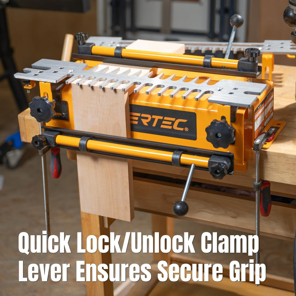 12 Inch Dovetail Jig with Templates, Router Bits, and Guide Bushing - For Cutting Half-Blind & Through Dovetails, Box