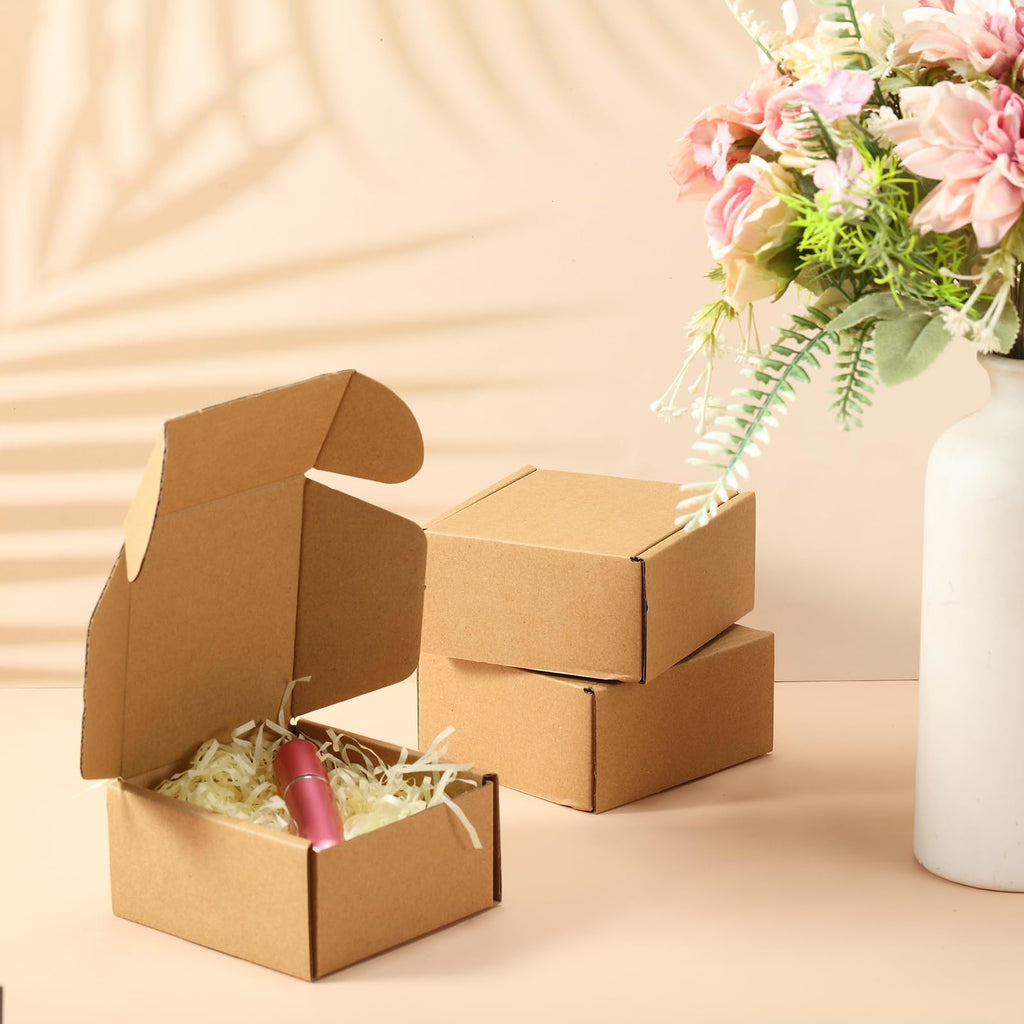 100 Pcs 4x4x2'' Shipping Boxes Corrugated