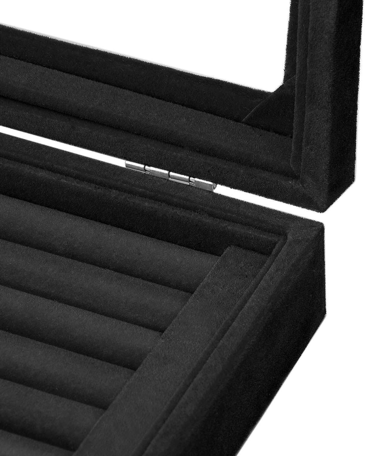 Jewelry Box Rings Organizer Tray 7 Slots Velvet Jewelry Earring Storage Box With Transparent Lid Jewelry Display Case