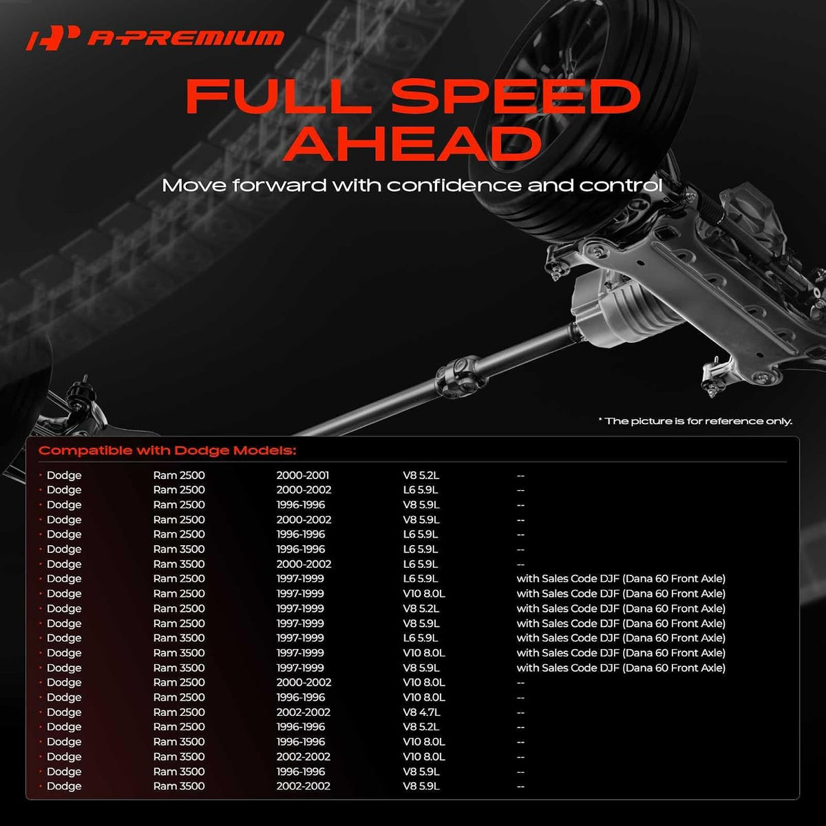 A-Premium Front Drive Shaft Driveshaft Assembly Compatible with Dodge