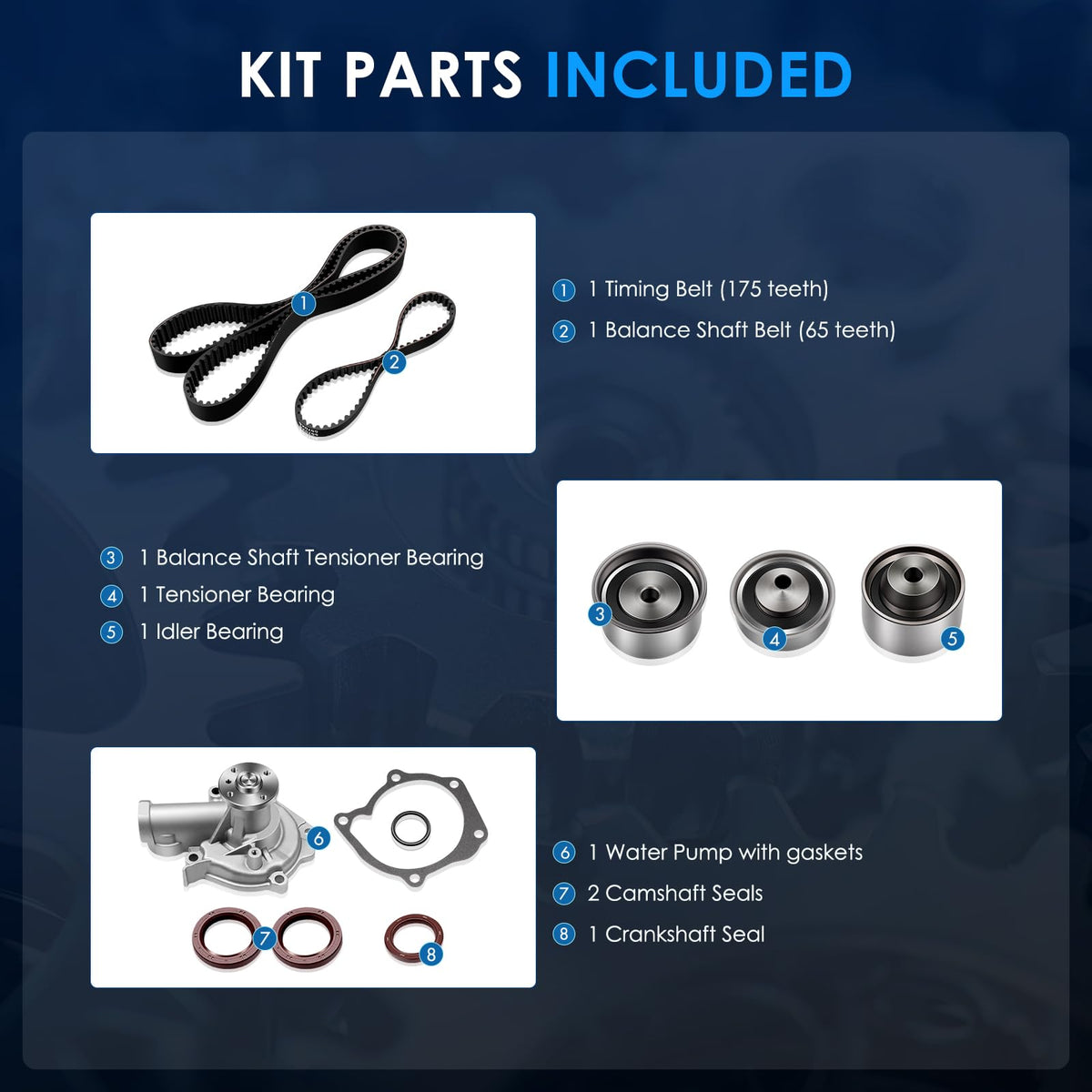 ECCPP Engine Timing Belt Kit with Water Pump Compatible with Kia