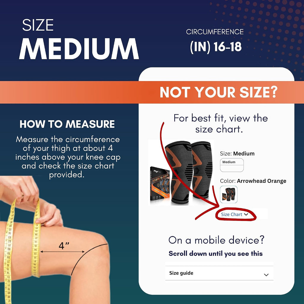 Knee Brace for Pain Relief - Knee Compression Sleeves for Men and Women - Support for Weightlifting, Gym, Workout