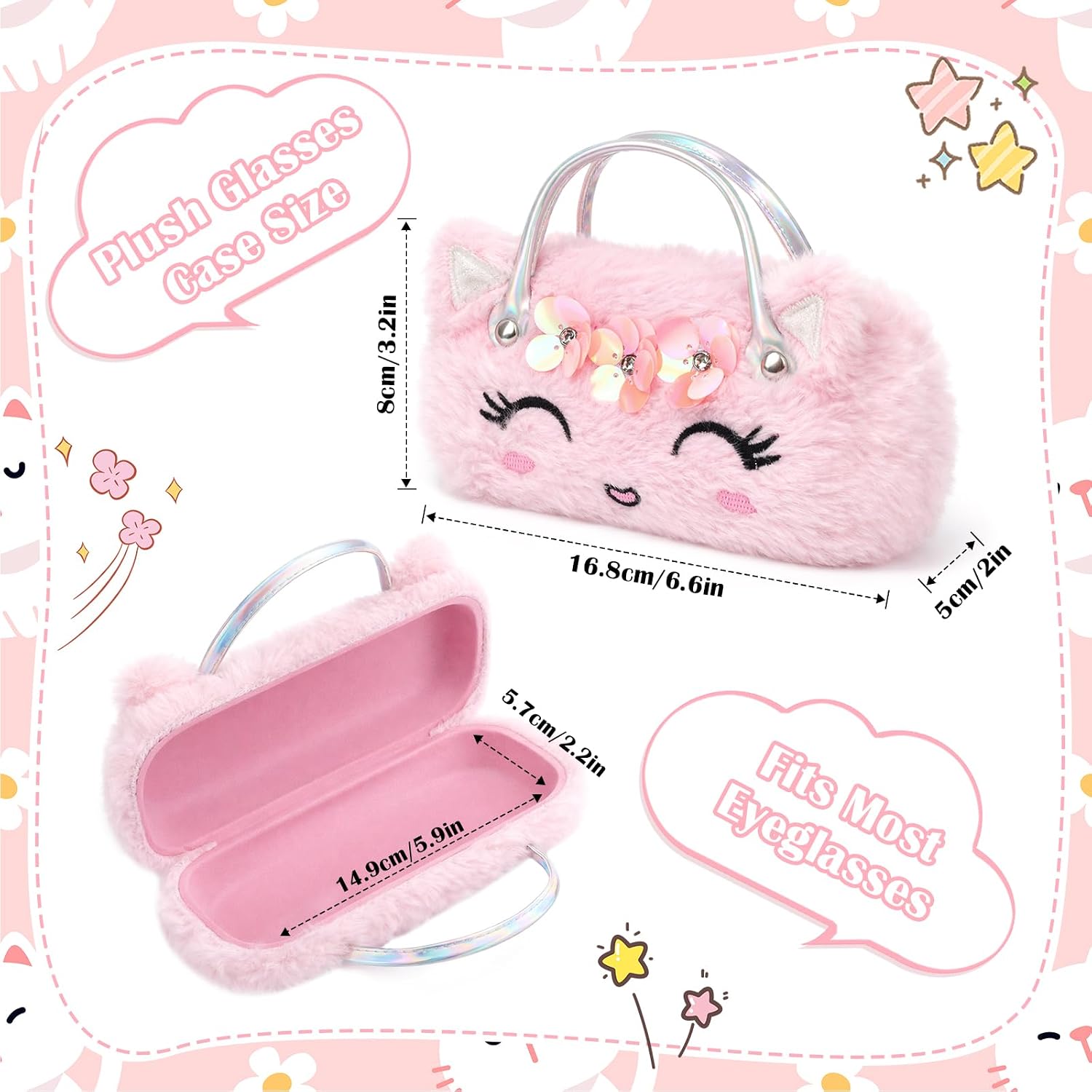 Unicorn Kids Sunglasses with Eyeglass Case, Portable Hard Sunglasses Pouch with Handle UV Protection
