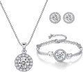 Jewellery Set Heart Pendant Necklace and Earrings Set Cubic Zirconia Jewellery for Women