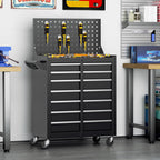 7 Drawers Rolling Tool Chest with Pegboard, Metal Tool Chest with Drawers, Tool Storage Cabinet with Wheels for