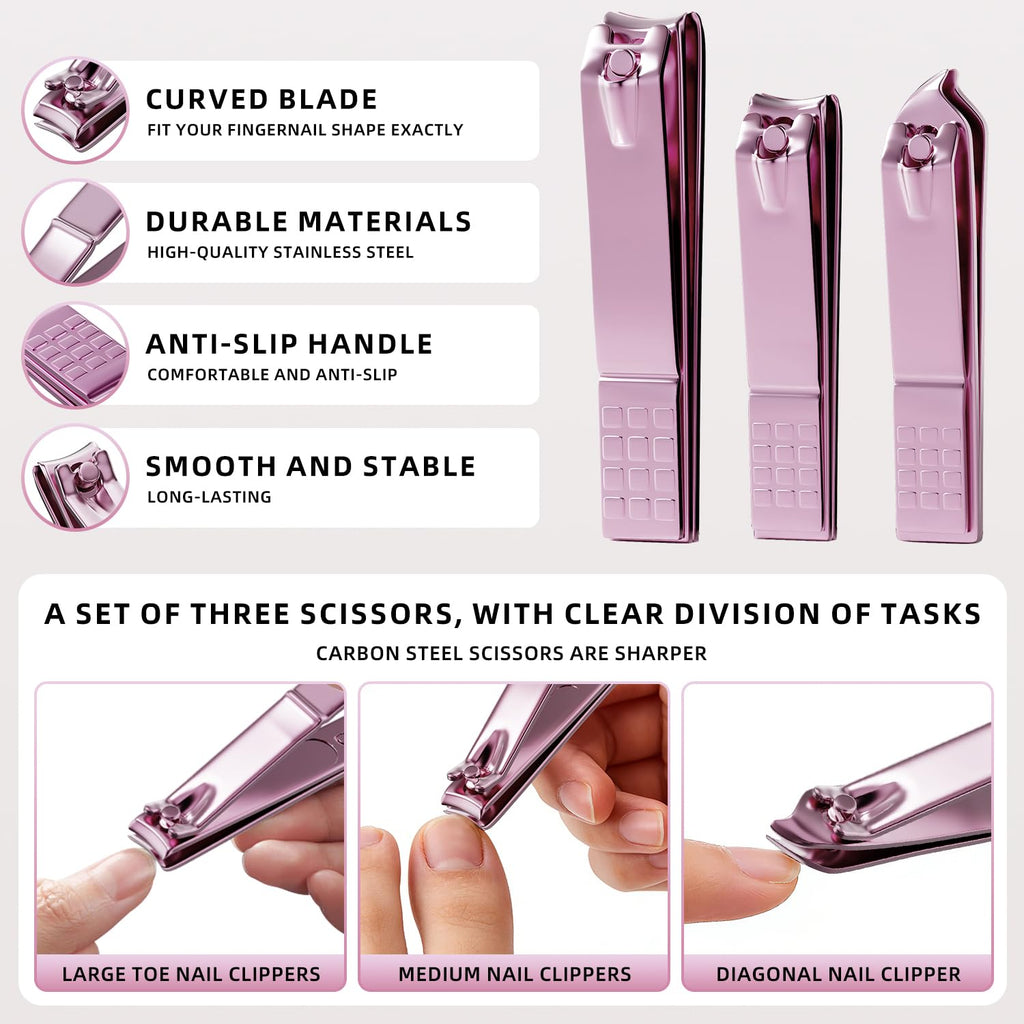 Professional Nail Care Kit, 12-Piece Manicure & Pedicure Grooming Set with Travel Case, Stainless Steel Nail
