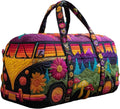 Hippie Journey Quilted Duffel Bag Vintage Floral Hippie Van Travel Duffle Bag Boho Travel Weekender Bags Overnight
