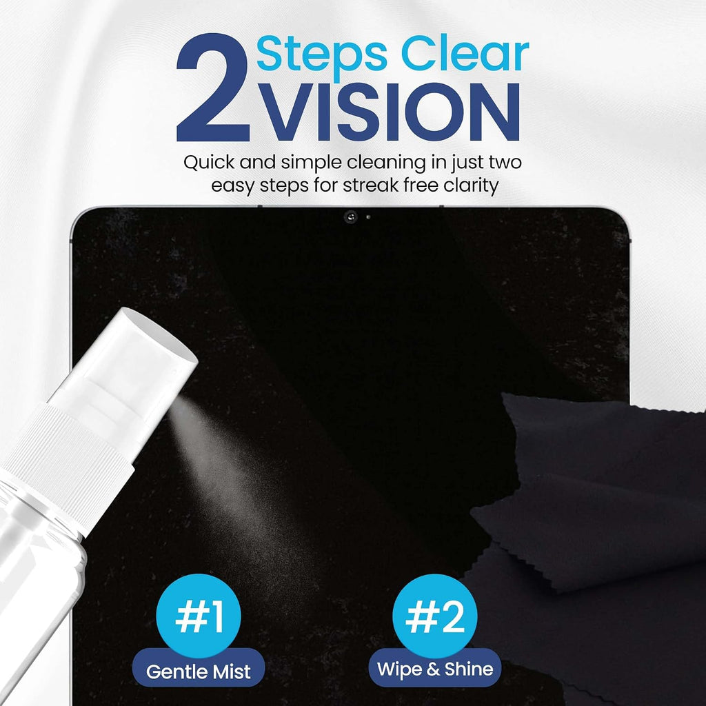 Purity Eyeglass Lens Cleaner Kit - 2 x 8oz and 1 x 2oz Lens Cleaner Spray Bottle + 2 Microfiber Cleaning Cloths