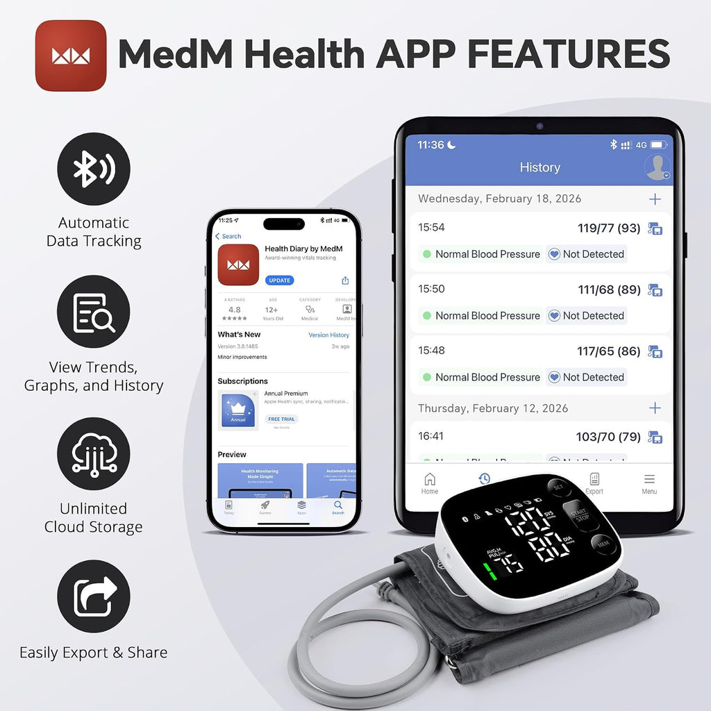 Blood Pressure Monitor Bluetooth Upper Arm BP Machine for Home Use