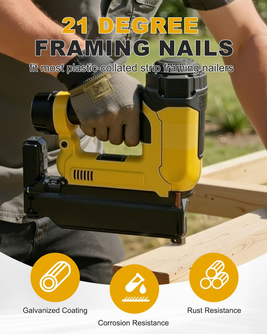 1000 Count Framing Nails, 3Inch x 0.131Inch 21 Degree Framing nails
