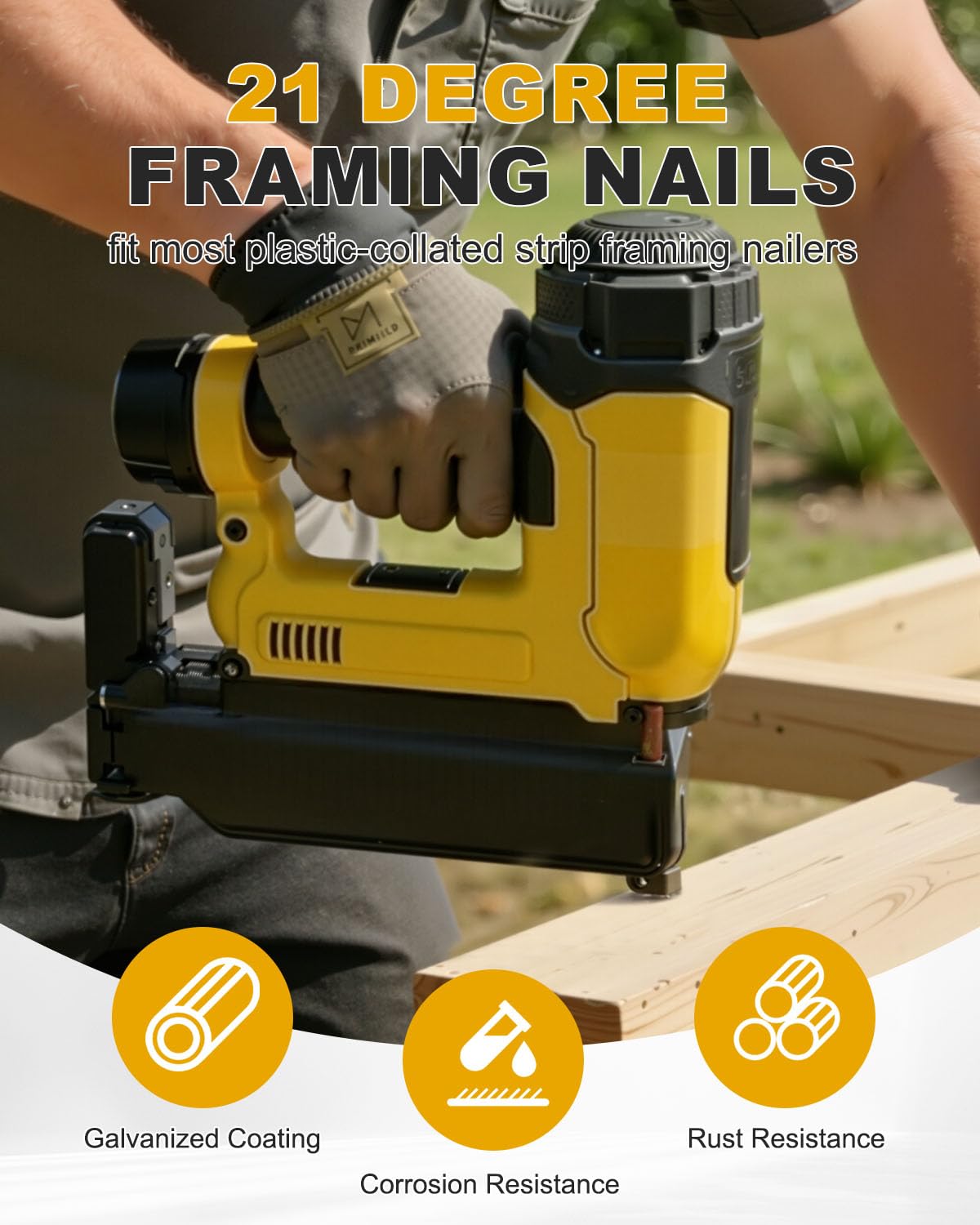 1000 Count Framing Nails, 3Inch x 0.131Inch 21 Degree Framing nails