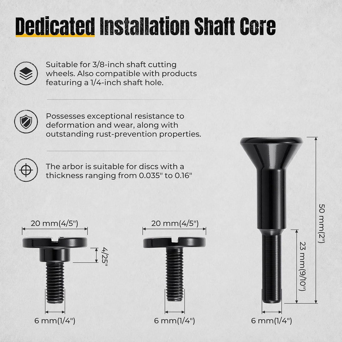 10Pcs 2Inch(50mm) Die Grinder Cut Off Wheel with Mounting Mandrel 3/8"Arbor