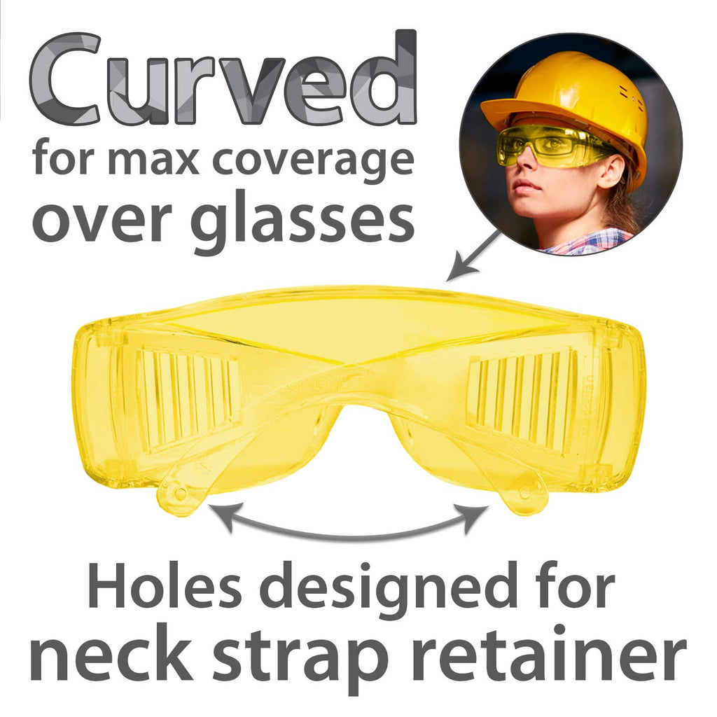 Diamont Amber Vented Over Glasses Safety Glasses, 6 Pack