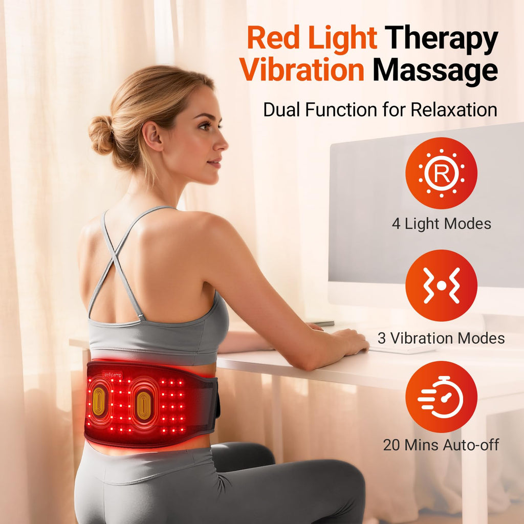 Red Light Therapy Vibration Massage Belt, Cordless, Lower Back