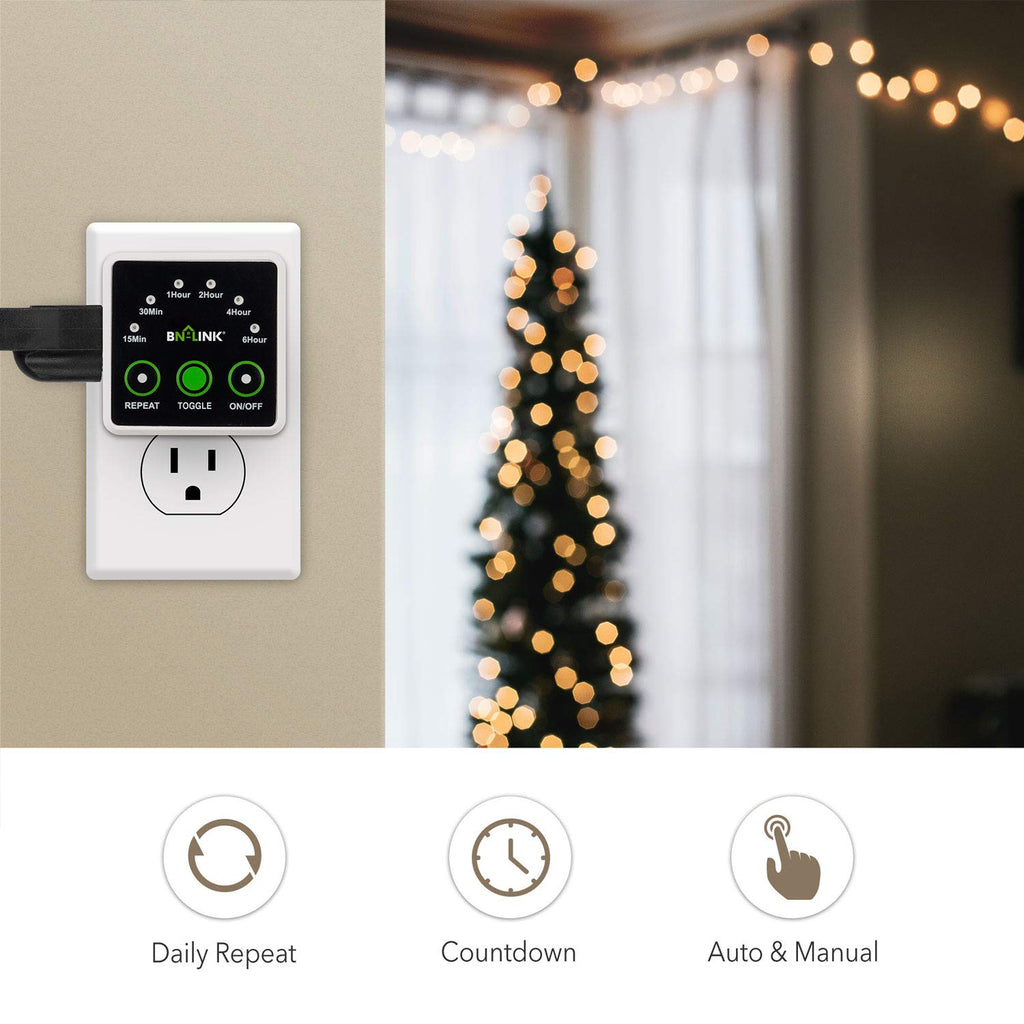 BN-LINK Smart Digital Countdown Timer, Repeat Cycle Timer Outlet, 3-Prong