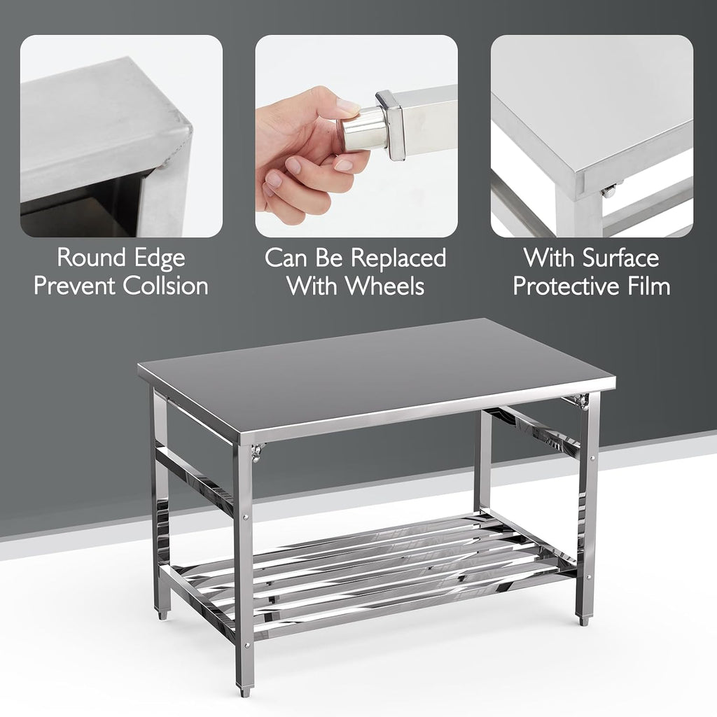 48x30 NSF Stainless Steel Folding Table, Heavy Duty 500lbs