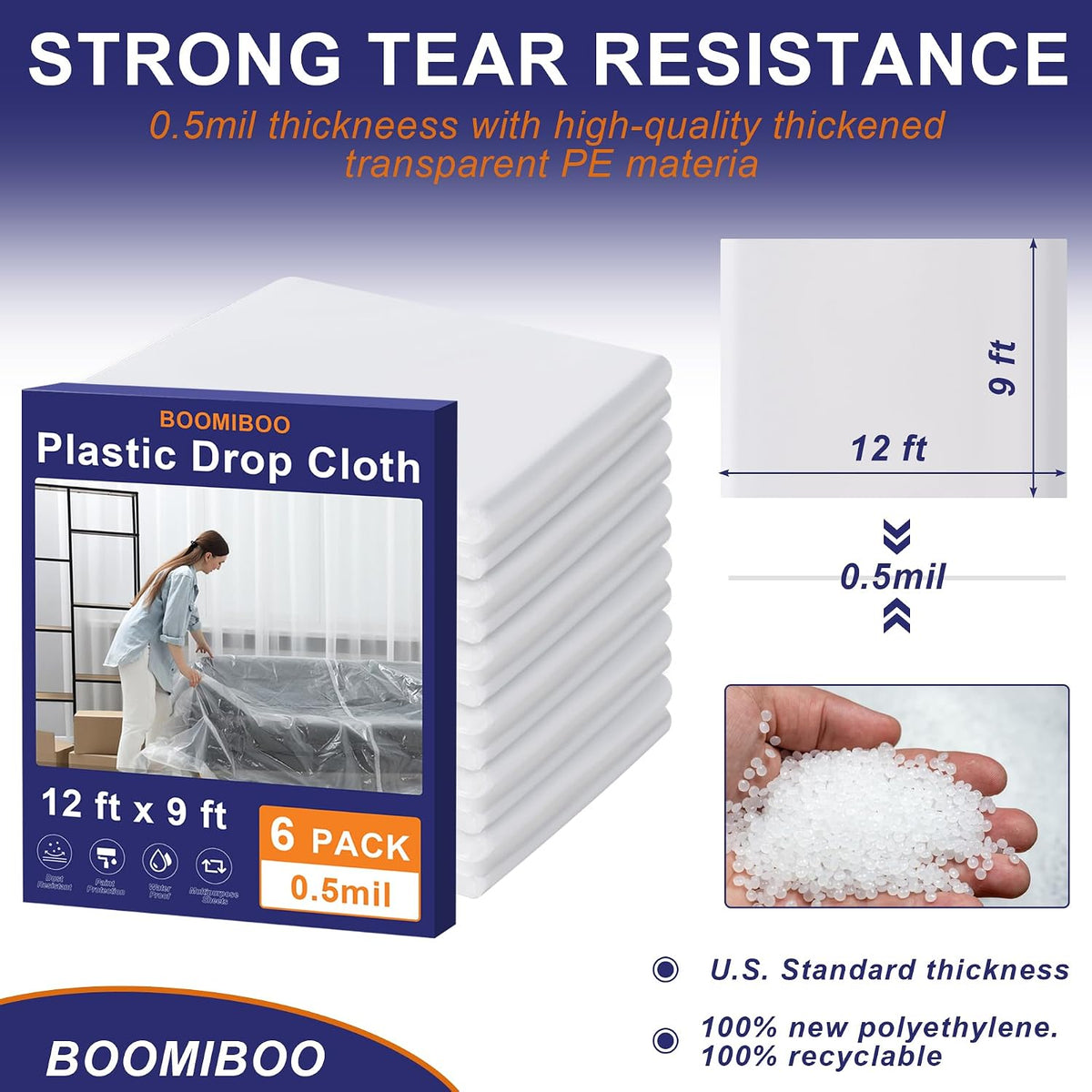 Plastic Drop Cloths 12 x 9 ft 10 Pack Plastic Sheeting